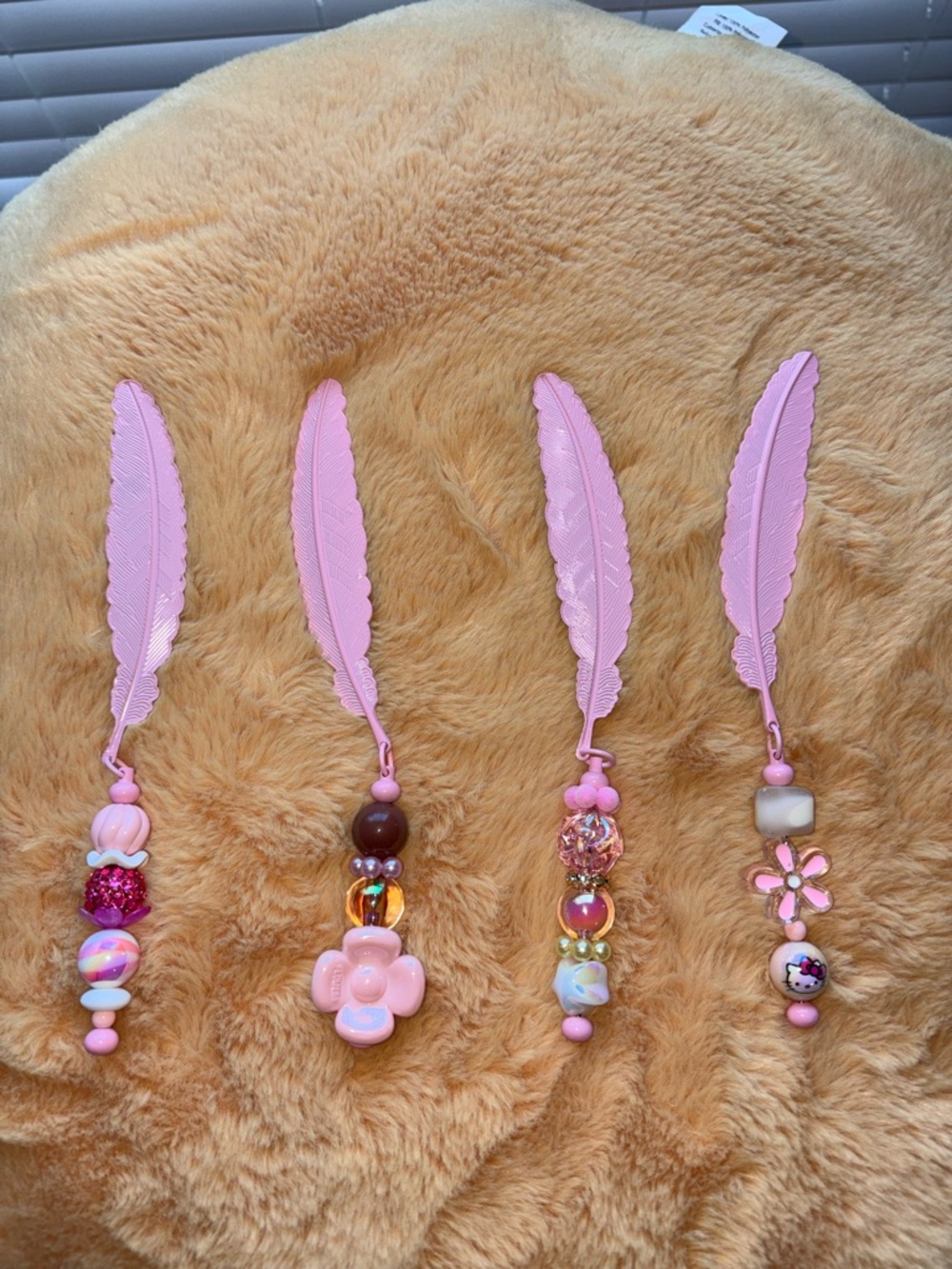 Pink Feather Beaded Bookmarks (NOT A SET)